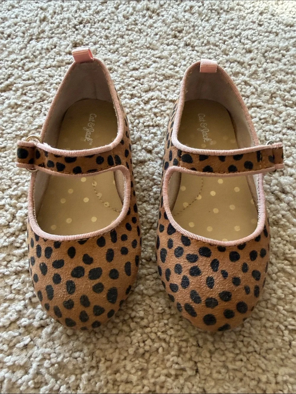 Cat & Jack Leopard Print Mary Janes with Pink Trim